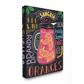 Stupell Industries Summer Sangria Pitcher Chalk Style Ingredient List Wall Art, 30 x 40, Black