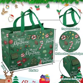 Anyingkai Christmas Gift Bags, 12 Pieces Reusable Christmas Non-Woven Bags, Gift Bags Christmas, Shopping Bag, Christmas Party, Christmas Bags with Handles, 31.5 x 17 x 25 cm (12B)