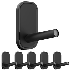 INNÔPLUS 6 Pieces Adhesive Hooks,Hat Hooks, Self Adhesive Wall Hooks,Towel Hooks, Coat Hooks Hat Rack Robe Hook, Scarf, Utility Hooks for Kitchen Bathroom Office and More (Black)