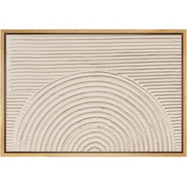 SIGNWIN Framed Canvas Print Wall Art Geometric Circle Spiral Paint Strokes Abstract Shapes Illustrations Decorative Minimal Zen for Living Room, Bedroom, Office - 24"x36" Natural