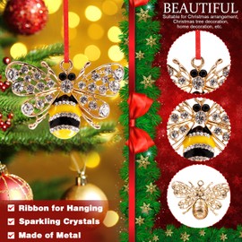 BIZIBAFF BIZIBAFF Bee Christmas Ornament 2024 Yellow Bee Ornament for Christmas Tree Decorations Metal Bee Ornaments Bee Gifts Keepsake for Bee Lovers Women Men Kids Teen Girls Teen Boys Teacher