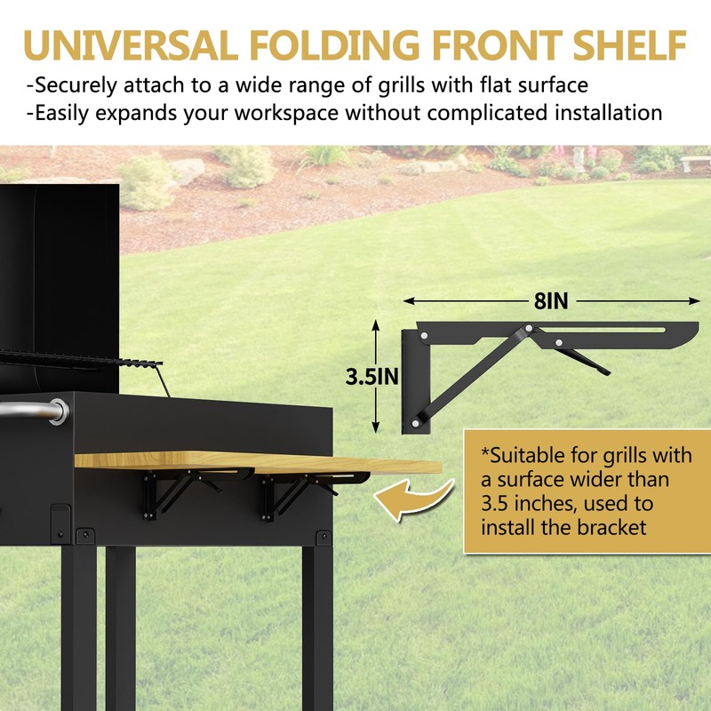 FAUENPEEY 26x12 Inch Wood Folding Grill Shelf Accessory - Solid