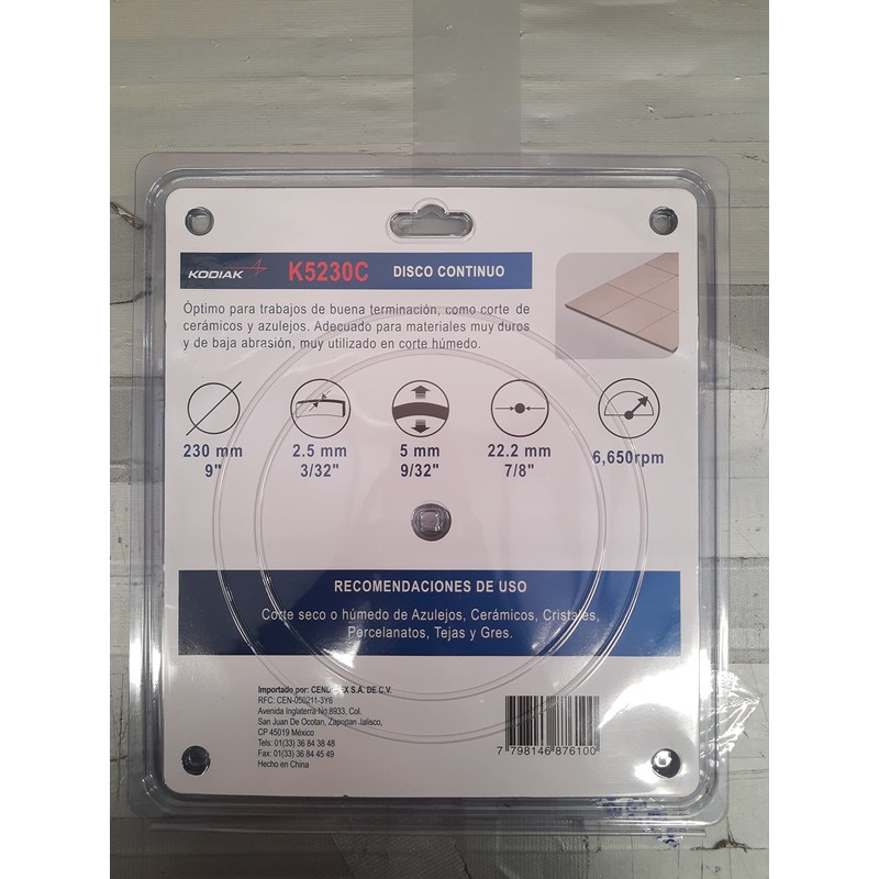 DISCO DIAMANTADO DE CORTE CONTINUO DE 9" 230mm