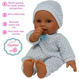 11 inch Soft Body Hispanic Newborn Baby Doll in Gift Box - Doll Pacifier Included