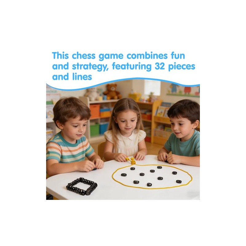 Magnet Game with 32 Stones, Magnetic Chess Game with String,
