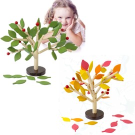 Carykon Green+Yellow Early Childhood Building Blocks Wooden Assembling Tree Combination Boys and Girls DIY Disassembly Puzzles Educational Toys Home Office Decoration