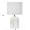 Creative Co-Op Carved Arch Stoneware Table Lamp with Linen Drum