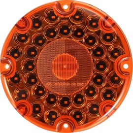 Partsam 2Pcs 7" Round Transit Tail Lights Amber 36 LED, 7 Inch Amber Bus LED Light Round LED Turn Signal and Parking Light [Built-in Reflex Lens] Trailer Truck Taillight with Weathertight Gasket