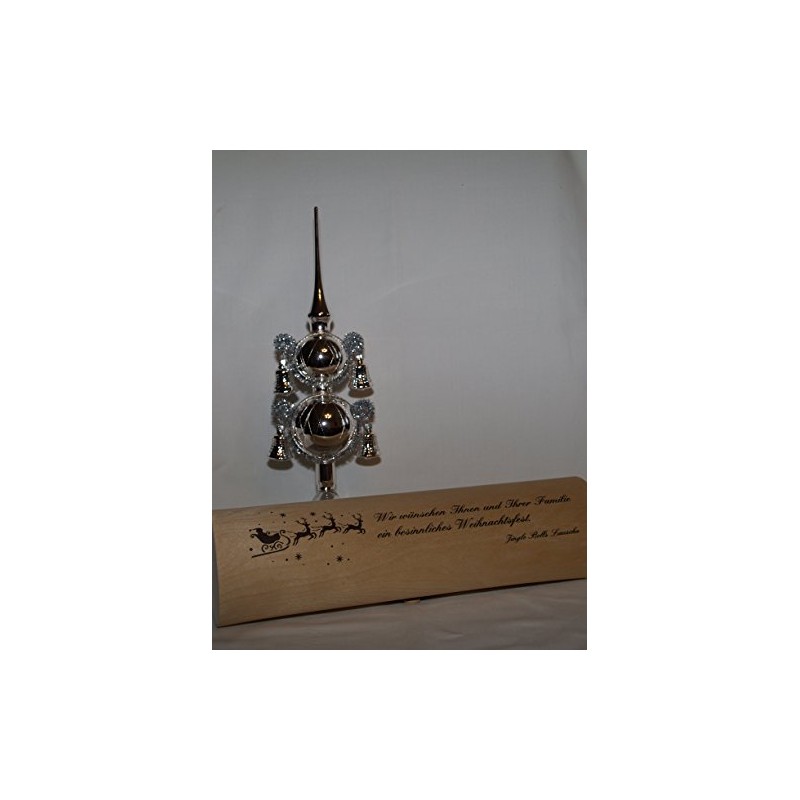 Jingle Bells Lauscha Christmas Tree Topper Silver 4 Bells 30