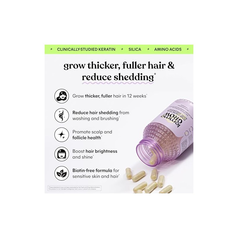 Lemme Suplemento Crecimiento Cabello Mujeres Complejo Queratina Clínicamente Probado Cuero