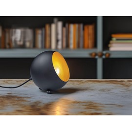 RL LIVE YOUR LIGHT Reality Leuchten Tischleuchte Billy R50101032, Metall schwarz matt/goldfarbig, E14 Fassung, 14 x 15 x 15 cm
