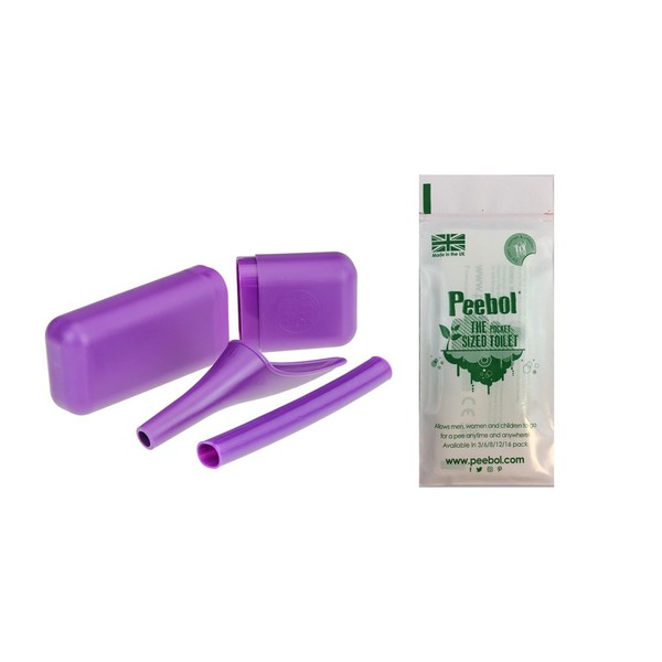 SHEWEE SHE Pee Extreme + Peebol – The Original Female Urination Device Since 1999! Wee Easily, Standing Up Without Removing Clothing. W/Extension Pipe, Case & Peebol Portable Urinal – Purple