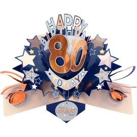 Happy 80th Birthday 80 Today Pop-Up Greeting Card Love Kate's Pop Up Cards Him POP204MC80