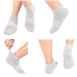MANARC Men Cotton No Show Mesh Socks Low Cut Soft Comfortable Durable Breathable Reinforced Double Layer Cushioned Seamless Anti Slip With Ribbed Instep For A Firm Grip. 3 Pack Grey.