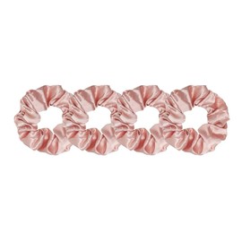 Mihu Creation Pack of 4 Hair Scrunchies for Women Girls, Soft Satin Scrunchy Hair Tie Ponytail Holder Hair Bands for Hair & Wrist (Rose Gold)