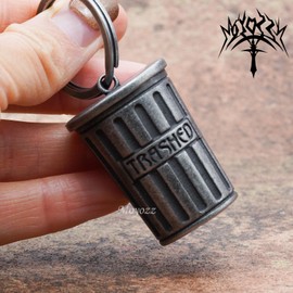 MOYOZZ Biker Guardian Lucky Riding Bell Motorcycle Gremlin Bells with Hanger Accessories,Motorcycle Rider Key Chain for Luck (Grey)