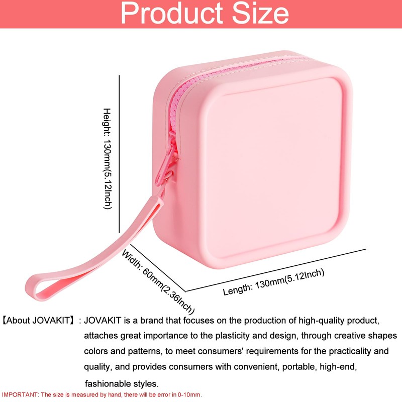 JOVAKIT Large Square Portable Silicone Makeup Bag for Women, Travel