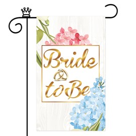 Mokonate Bride To Be Garden Flag Decor 12x20 Inch Double Sided for Outside, Bridal Shower, Engagement, Wedding Party Decorations, Married Anniversary Party Gift, Polyester Small Floral Yard Flag