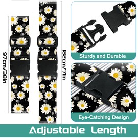 Slohif Luggage Straps for Suitcases Travel Belt Accessories Luggage Connector Identifiers 2 Pack Over Handle with Buckle Unique Nylon Adjustable Strap for Sleeping Bag Car Seat Daisy