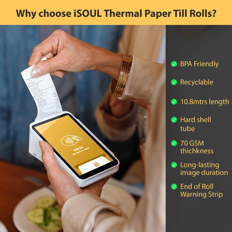 iSOUL 57 x 40mm Till roll, Card Machine Paper Rolls,