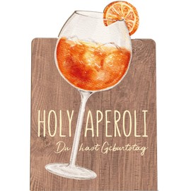 Lustige Geburtstagskarte Holzkarte - HOLY APEROLI Geburtstagskarte mit Umschlag | Happy Birthday Karte, Geburtstagsgeschenk, Aperol Sprit, Aperol Karte, Geschenk Beste Freundin