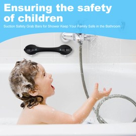 Daren Medical Suction Grab Bars for Bathtubs and Showers, Heavy Duty Shower Handle Removable Shower Handrails for Kids, Bathroom Safety Grip Waterproof(Black)