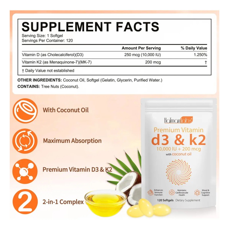 Tooffi Vitamina D3 K2 10000ui 200mcg 120 Softgels