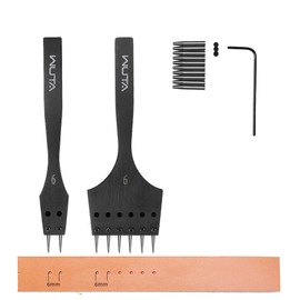 WUTA Removable Circle Leather Hole Punch Lacing Stitching Professional Working Hand Tool Kit Round Hole Puncher Craft Chisel Cutting Punches Kits 2nd Generation 6mm-(2+6)