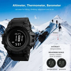 AOSLSI Watch Compass, Altimeter Barometer Thermometer Temperature, Pedometer, Military Army Waterproof Outdoors Sport Digital Watch for Men