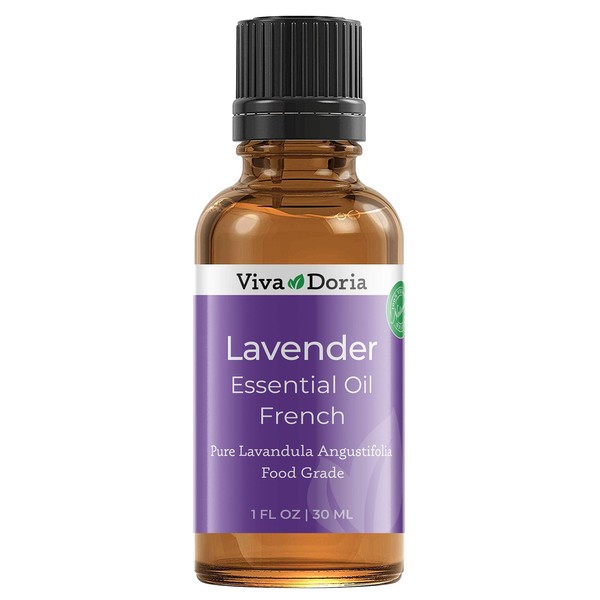 Viva Doria 100% Pure Lavender French Essential Oil, Undiluted, Food Grade, 30 mL (1 Fluid Ounce)