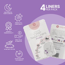 Snugell Universal CPAP Nasal Mask Liners (4-Pack) – Purple – Ultra-Soft Fabric Compatible with N20 & Most Nasal Masks – Reusable & Washable Cushion Covers for 6-Month Supply – Reduces Skin Irritation