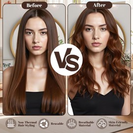 Pack of 6 Jumbo Curling Irons Without Heat, Soft Velvet Overnight Blowout Curling Irons, Flexi Rods for Sleeping, Heat-Free Curling Irons with Hooks for All Hair Types - 29 cm