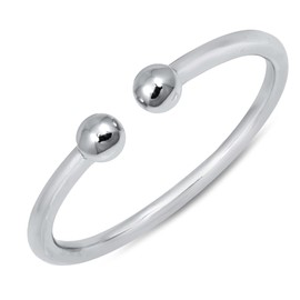 JEWELRITZY 1.5mm Ball Ends Toe Ring Solid 925 Sterling Silver Open Adjustable Band