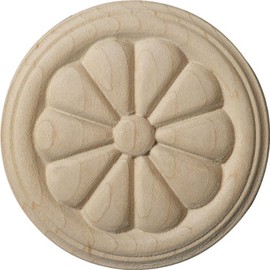 Ekena Millwork ROS02X02REAL Reese Round Rosette, 2 3/4"W x 2 3/4"H x 1/4"P, Alder