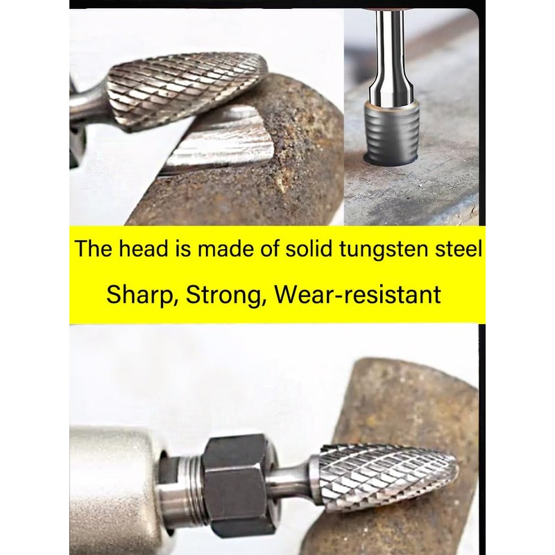 Carbide Burr Set 1/4" Shank SF-3 Die Grinder Bits Tungsten