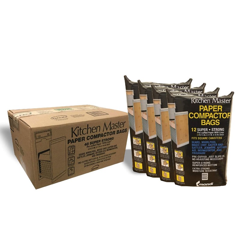 Kitchen Master Super Strong Compactor Bags (48 Pack) | Precuffed,