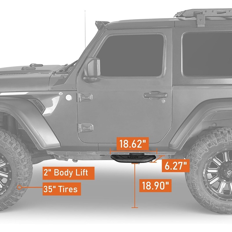 Hooke Road Wrangler JL 2-Door Running Board Side Step Bars