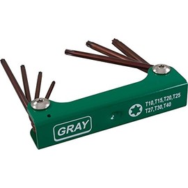 Gray Tools 69927 7 Piece S2 Long Torx, Folding Hex Key Set, T10-T40