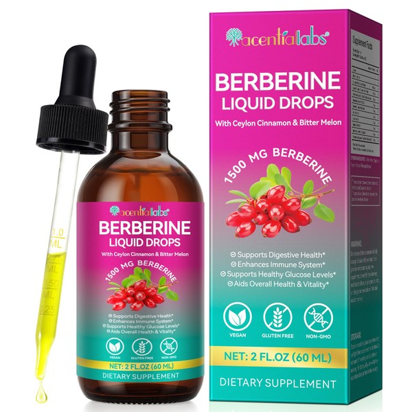 Berberine Supplement Liquid Drops, High Strength Berberine Liquid Drops with
