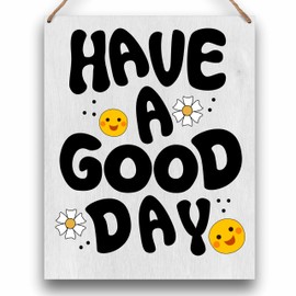 Inspirational Wall Art Hanging Decor, Rustic Farmhouse Positive Quotes Have a Good Day Wall Decor, Smiley Face Wood Decor Gifts for Women (A27)