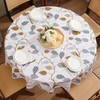 Round Vinyl Tablecloth with Flannel Backing Waterproof Oil-Proof PVC Table