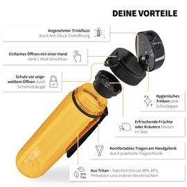 720°DGREE crystalClear ‘uberBottle’, Children's Water Bottle 350 ml + Sieve, BPA-Free, Leak-Proof, for School, Kindergarten, Girls & Boys from 3 Years, Small Water Bottle, Lightweight, Shockproof