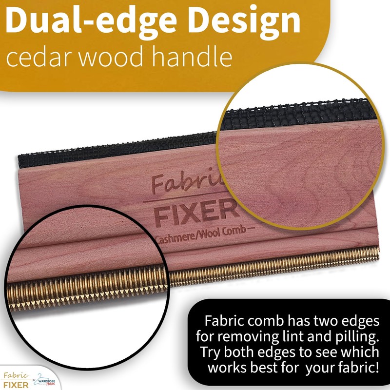 Cashmere Pill Remover Comb with Natural Cedar Wood Handle (Double