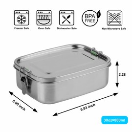 Stainless Steel Lunch Box - 1500ml, Eco & Recyclable Food Container, Leakproof & Dishwasher Safe, BPA Free, On-the-Go Eating Design for Adults & Teens