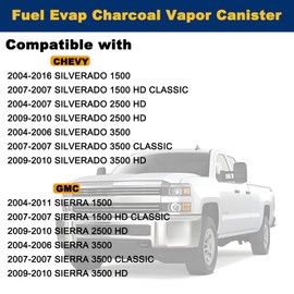 Hugall Fuel Evap Charcoal Vapor Canister CP455 Compatible with Chevy SILVERADO 1500 CLASSIC 2500 HD CLASSIC 3500 HD 05 06 07 08 09 10 2004 2005 2006 2007 2008 2009 2010 2011 2012 2013 2014 2015 2016
