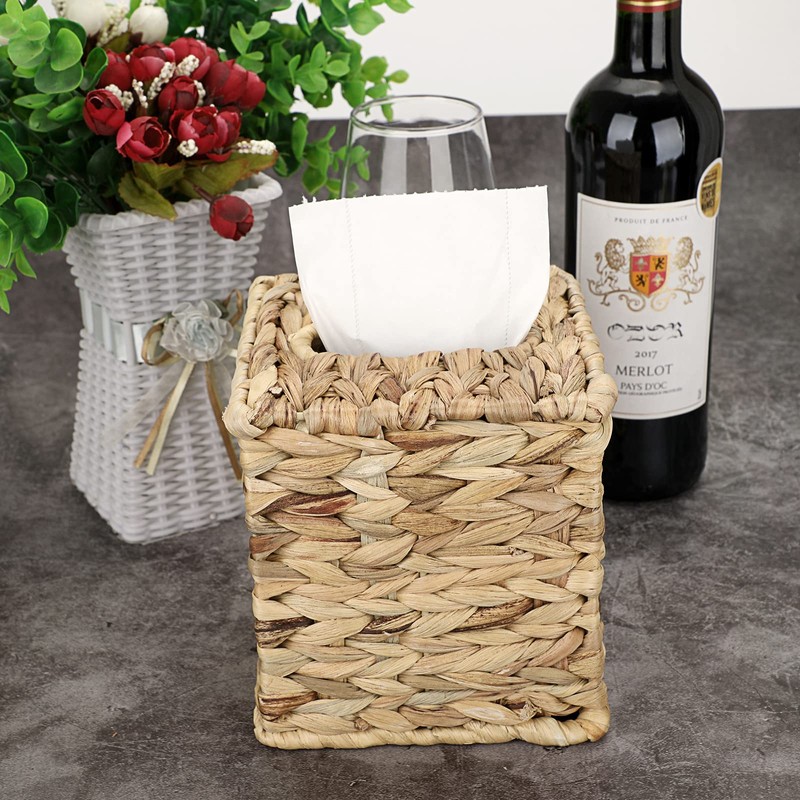 BSTKEY Water Hyacinth Facial Tissue Cover Decorative Hand Woven Paper