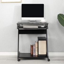 Need Rolling Computer Desk Mobile Desk Laptop Stand Desk PC Table with Sliding Keyboard for Home Office,23.6 x 18.9 x 28.7 Inches DX-8110-ND