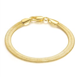 MELELIFE 14K Gold Bracelets for Women & Bracelet for Men Smooth Snake Gold Chain Bracelet for Women Men Bracelets Jewelry Presents (6.5, 7, 7.5, 8, 9 in) (8in)