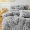 ERLOXO Fluffy Comforter Cover Set Queen - Fuzzy Plush Bedding