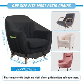 MaxEarn Protective Cover for Armchairs, 89 x 97 x 74 cm, 420D Cover for Garden Chairs with Buckle, Waterproof, Winterproof, Garden Chair Cover, Anti-UV Cover for Garden Furniture, Stacking Chairs,